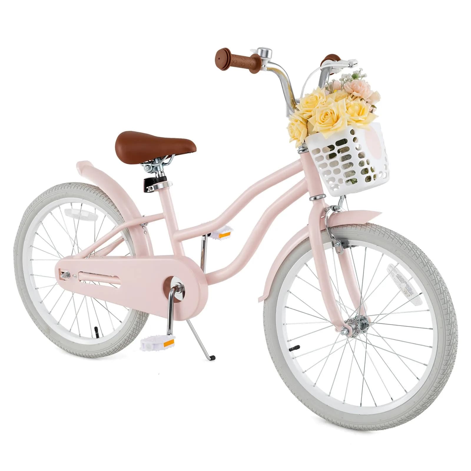 HONEY JOY Kids Bike, 20 Inch Pink | Adjustable Handlebar & Seat, Fully Enclosed Chain, Kids Bicycle for 8+ — Pink / 20 Inch With Kickstand