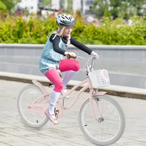 HONEY JOY Kids Bike, 20 Inch Pink | Adjustable Handlebar & Seat, Fully Enclosed Chain, Kids Bicycle for 8+ thumbnail 7