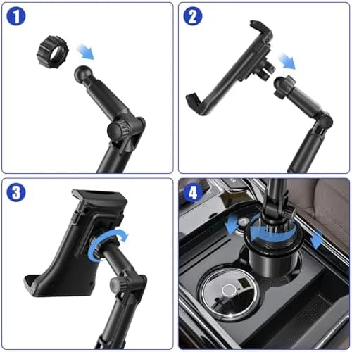 Aourxiv Car Cup Holder Phone & Tablet Mount | 8.7" Adjustable Arm, 4"-13" Device Compatibility thumbnail 5