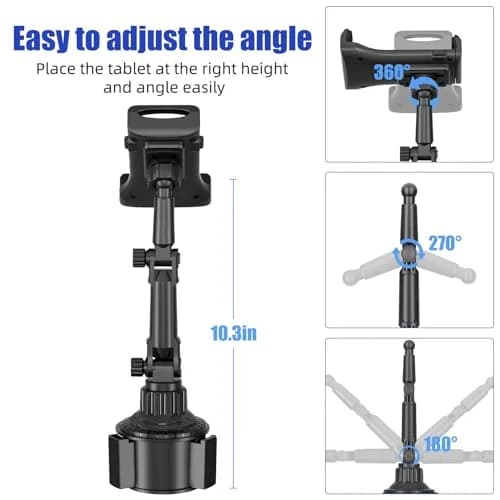 Aourxiv Car Cup Holder Phone & Tablet Mount | 8.7" Adjustable Arm, 4"-13" Device Compatibility thumbnail 3