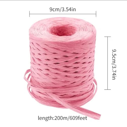 CREATRILL Raffia Paper Craft Ribbon 218 Yards (654 ft / 199 m) Pink | Eco-Friendly & Biodegradable thumbnail 2