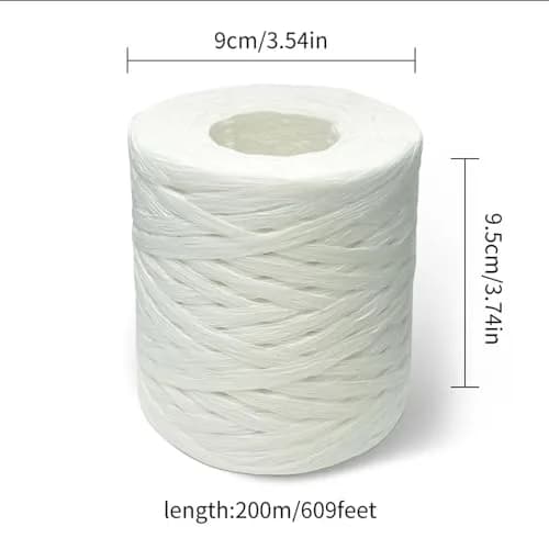 CREATRILL Raffia Paper Craft Ribbon 218 Yards (654 ft / 199 m) | Natural Rustic White thumbnail 2