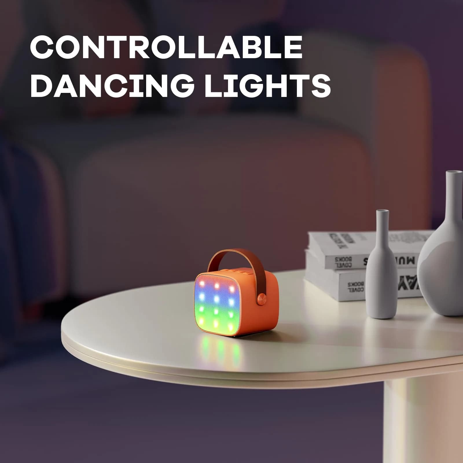 YLL Karaoke Machine for Kids, Orange | Portable Bluetooth Speaker with 2 Wireless Microphones, 5 Magic Voices Party, Present for Boys Ages 3,4,5,6,7,8,9,10+ - view 6