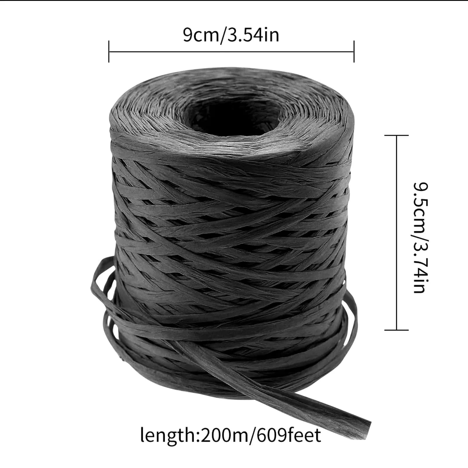 CREATRILL Black Raffia Paper Craft Ribbon 218 Yards (654 m) | Eco-Friendly & Biodegradable - view 2