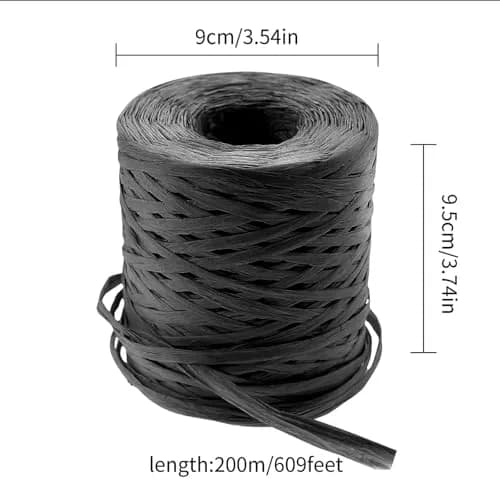 CREATRILL Black Raffia Paper Craft Ribbon 218 Yards (654 m) | Eco-Friendly & Biodegradable thumbnail 2