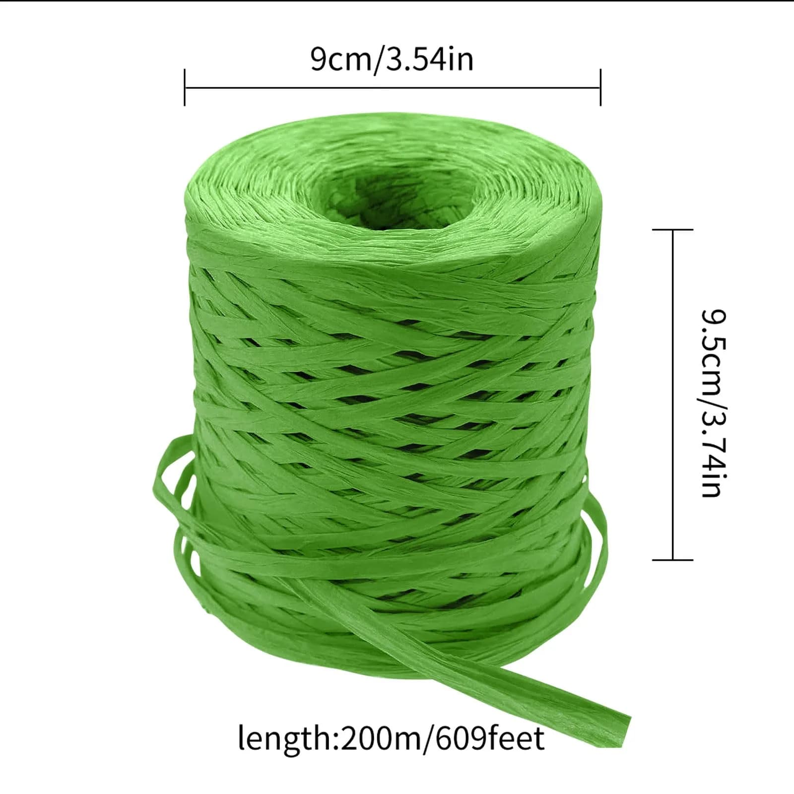 CREATRILL Raffia Paper Craft Ribbon 218 Yards (654 Meters) | Rustic Green Solid - view 2