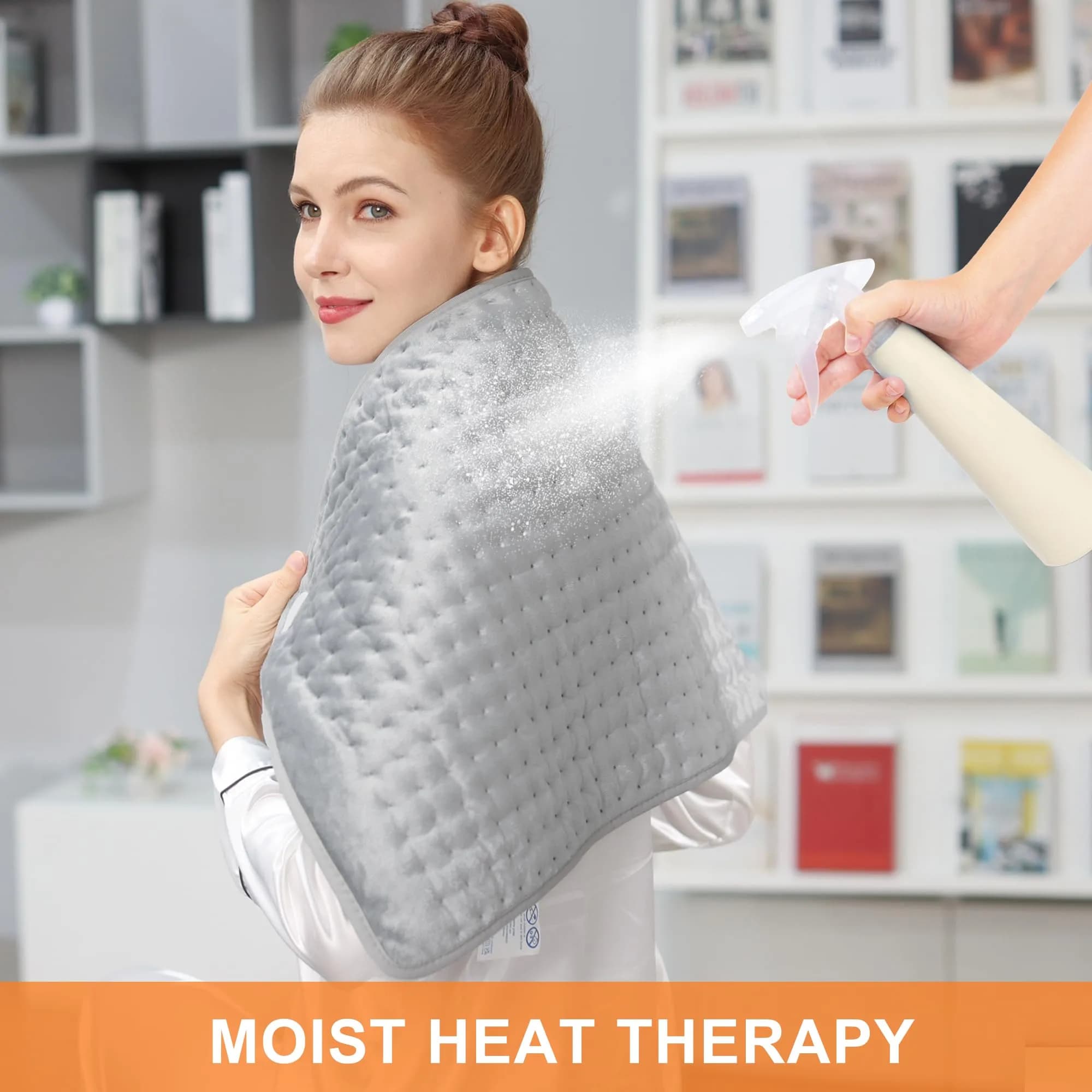Deepsoon Light Gray Electric Heating Pad 40x20 Inch | Large Coverage for Back, Abdomen, and Legs - view 6