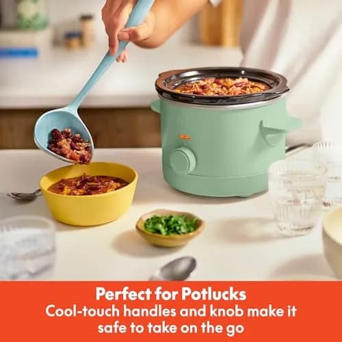 BELLA 1.5QT Slow Cooker Seaglass | Non-Toxic Ceramic Coating, 3 Heat Settings thumbnail 4