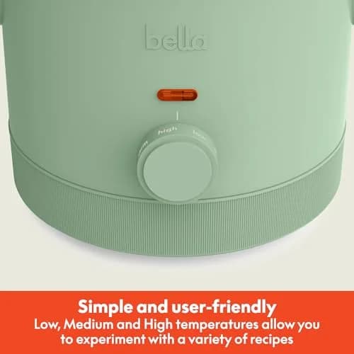 BELLA 1.5QT Slow Cooker Seaglass | Non-Toxic Ceramic Coating, 3 Heat Settings thumbnail 2