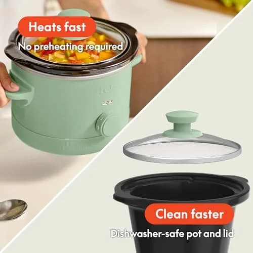 BELLA 1.5QT Slow Cooker Seaglass | Non-Toxic Ceramic Coating, 3 Heat Settings thumbnail 3