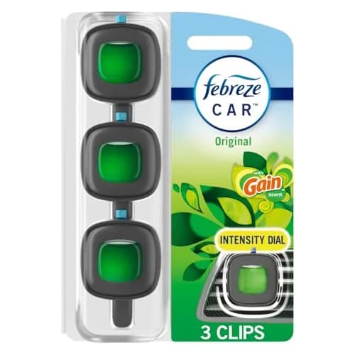 Febreze Car Air Freshener Vent Clips Gain Original Scent 3 Count | Odor-Fighting Automotive Fragrance thumbnail 1