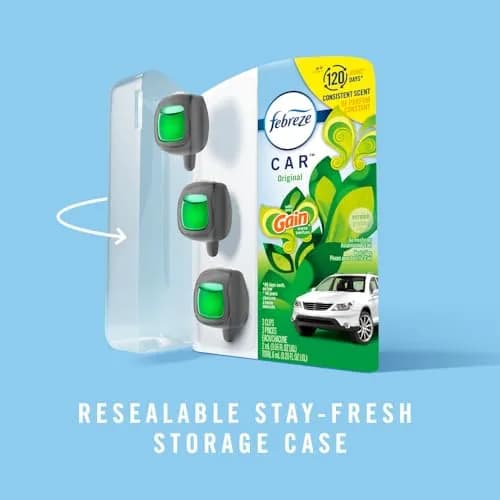 Febreze Car Air Freshener Vent Clips Gain Original Scent 3 Count | Odor-Fighting Automotive Fragrance thumbnail 4