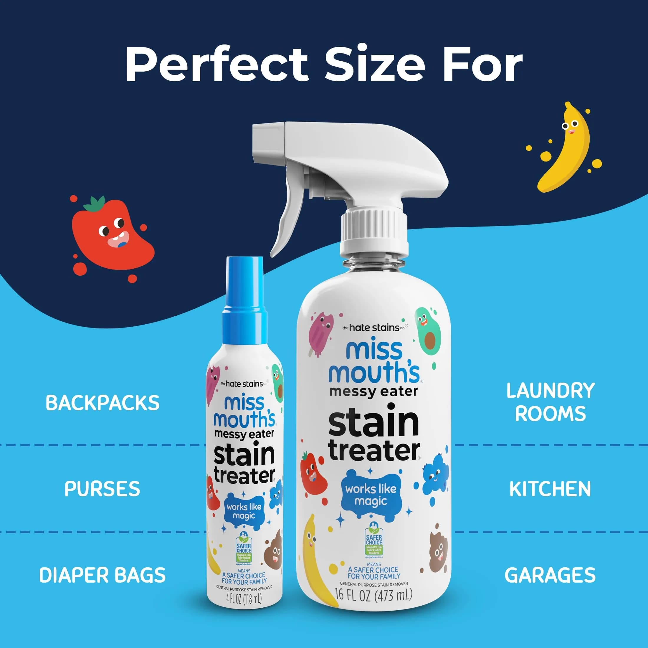 Miss Mouth's Messy Eater Stain Treater Spray 946ml (32 Fl Oz) | EPA Safer Choice Certified Stain Remover for Baby Clothes, Carpets, Upholstery - view 8