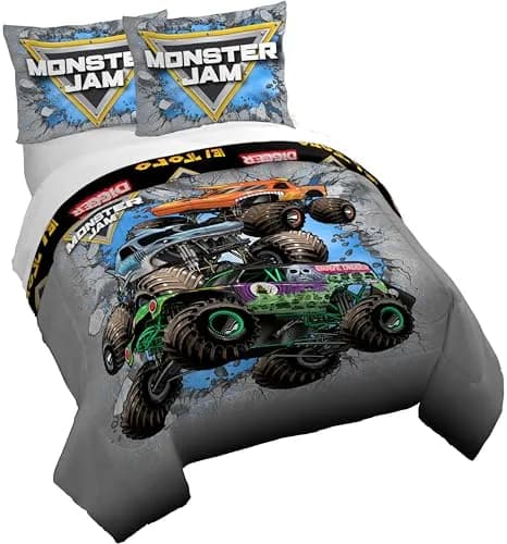 Jay Franco Monster Jam Kids Duvet Cover Set – Full 76"x86" (193x218 cm) | Officially Licensed Monster Truck Bedding thumbnail 1