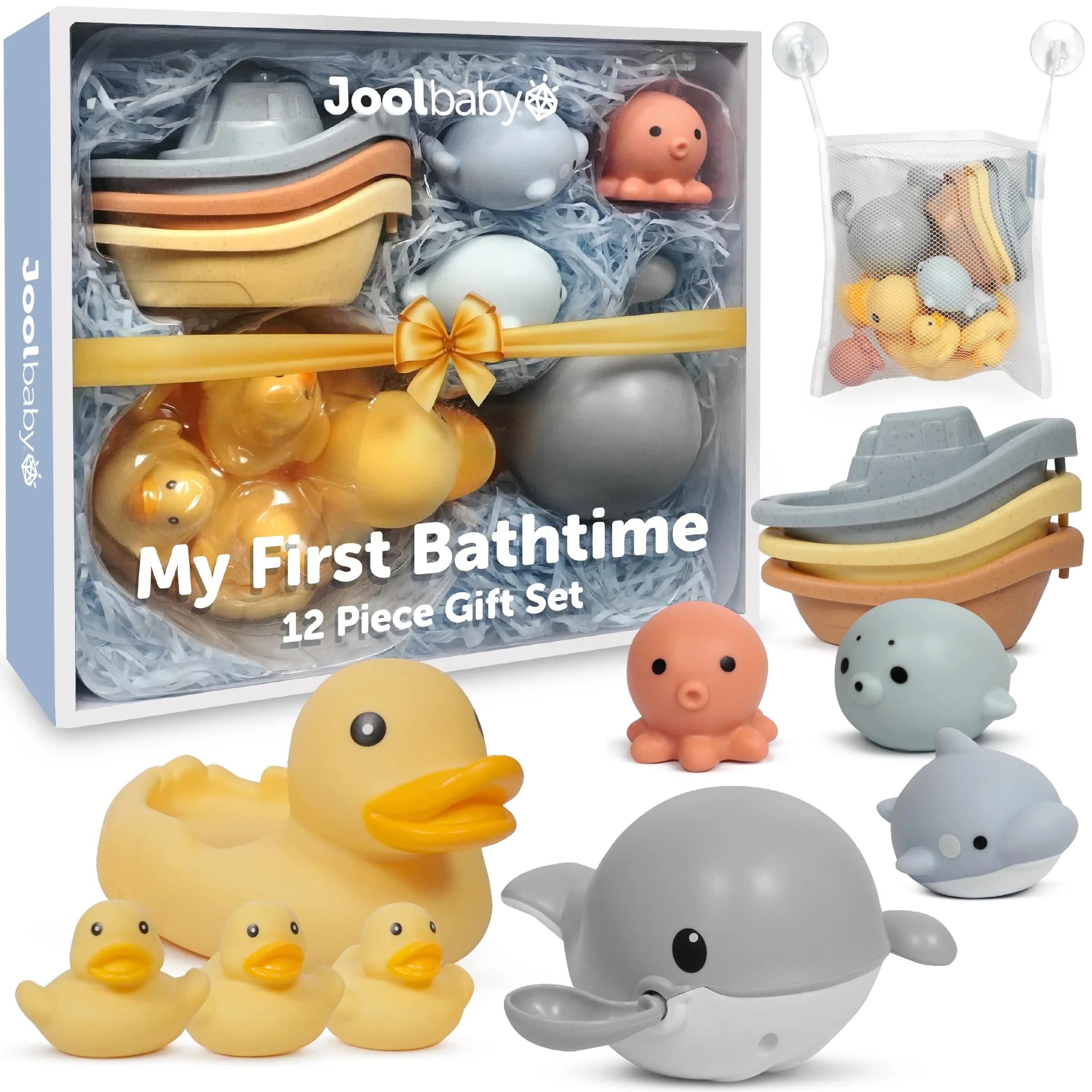 Jool Baby 12-Piece Bath Toy Gift Set with Storage Organizer | Classic Bath Time Fun for Babies & Toddlers - main product image