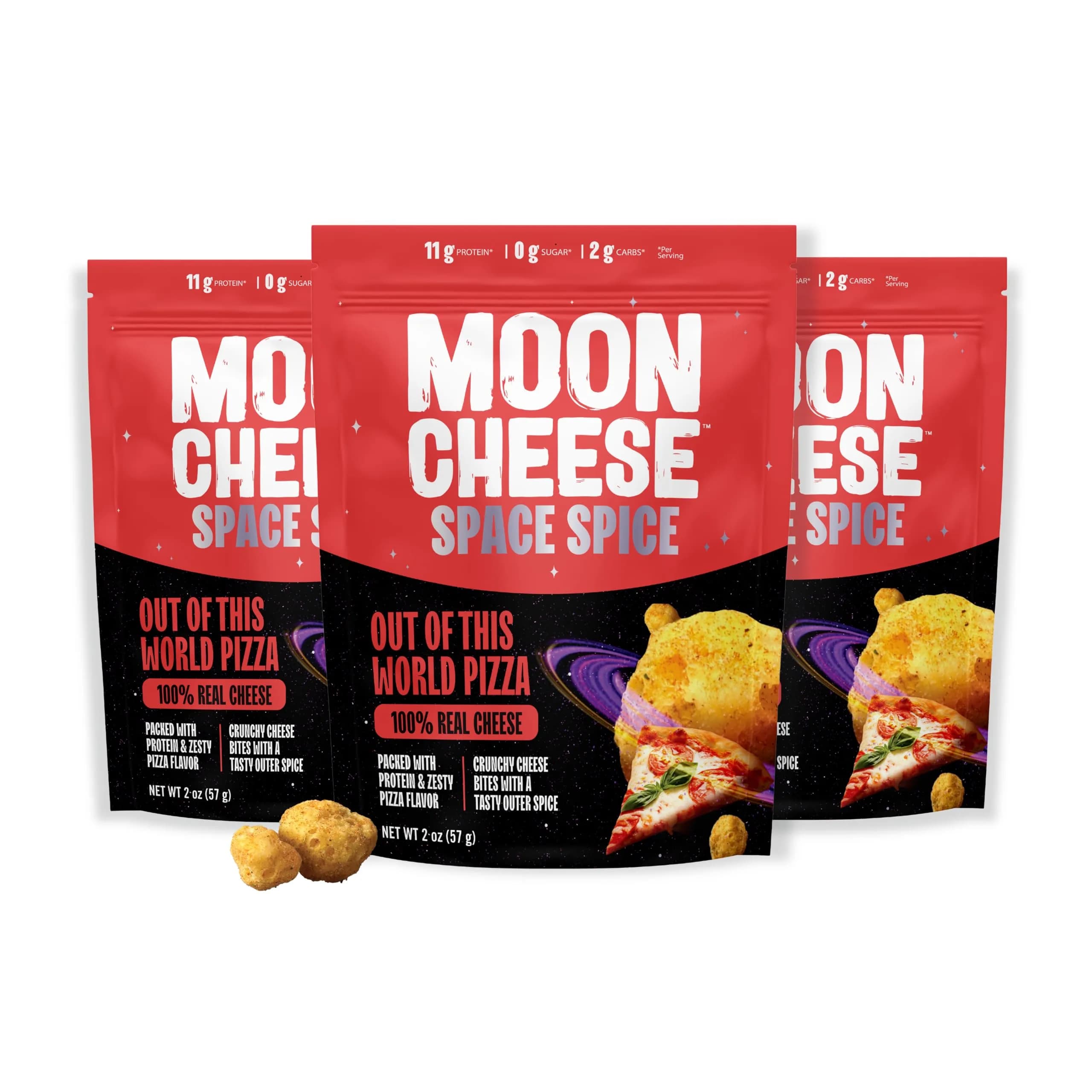 Moon Cheese Out of this World Pizza Cheese Bites 6oz (3-Pack) Protein-Rich, Keto & Gluten-Free Snack - main product image