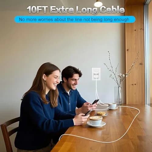 SpeedScope iPhone 17 16 15 Charger 45W USB C Fast Charging Block 2 Pack | 10FT C-C Cord thumbnail 7