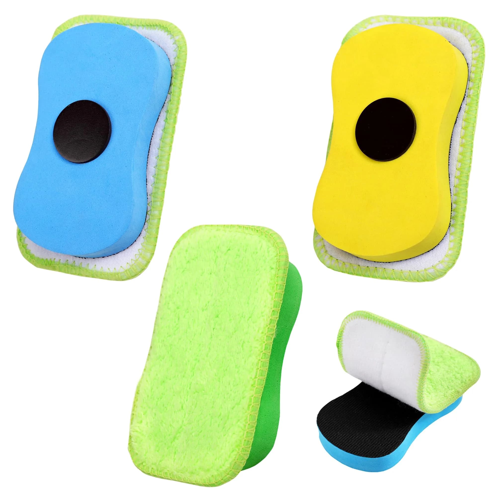 OSOPOLA 2 Pack Chalkboard Eraser + 2 Microfiber Cloths | Washable Microfiber Cleaning Tool — Erasers