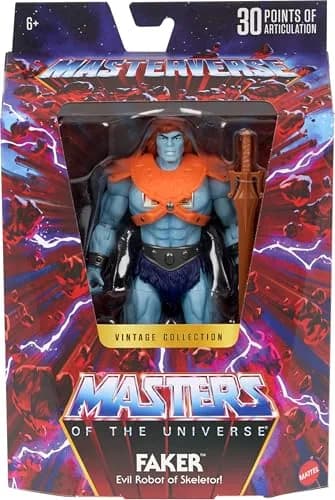 Masters of the Universe Masterverse Action Figure, Vintage Collection Faker, approx. 18 cm | Blue-Skinned Robot He-Man Villain with Accessories thumbnail 2