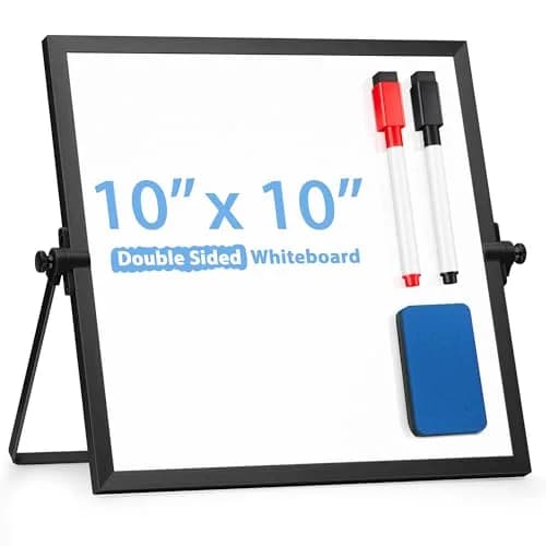 ARCOBIS Small WhiteBoard with Stand 10" x 10" | Magnetic Double Sided, Compact & Portable thumbnail 1