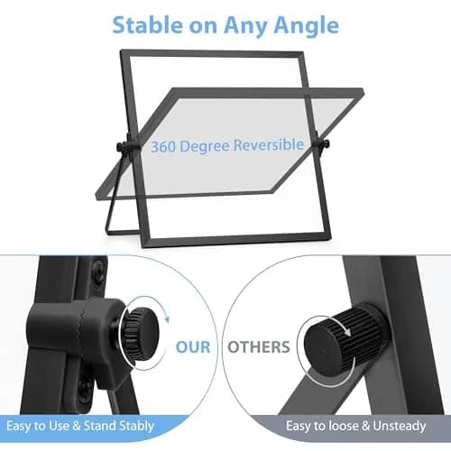 ARCOBIS Small WhiteBoard with Stand 10" x 10" | Magnetic Double Sided, Compact & Portable thumbnail 2