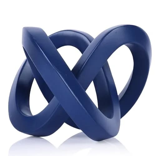 DOVDOV Blue Knot Decorative Sculpture 3.9 inches | Modern Art Mobius Ring for Home & Office thumbnail 1