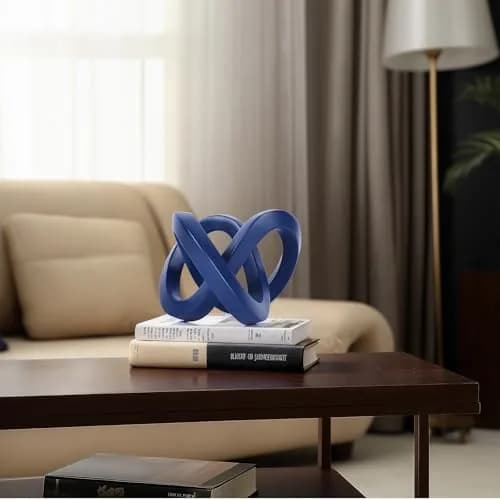 DOVDOV Blue Knot Decorative Sculpture 3.9 inches | Modern Art Mobius Ring for Home & Office thumbnail 4