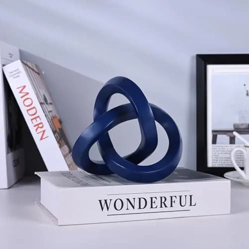 DOVDOV Blue Knot Decorative Sculpture 3.9 inches | Modern Art Mobius Ring for Home & Office thumbnail 5