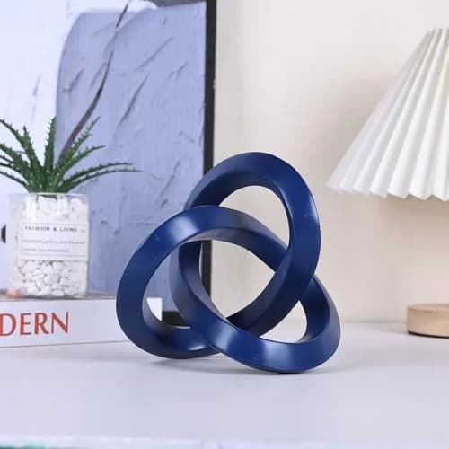DOVDOV Blue Knot Decorative Sculpture 3.9 inches | Modern Art Mobius Ring for Home & Office thumbnail 6