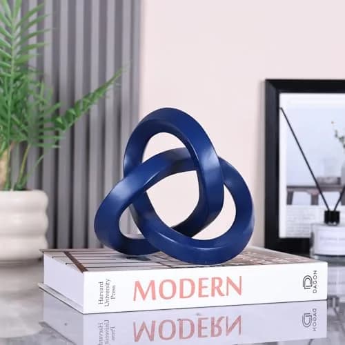 DOVDOV Blue Knot Decorative Sculpture 3.9 inches | Modern Art Mobius Ring for Home & Office thumbnail 7