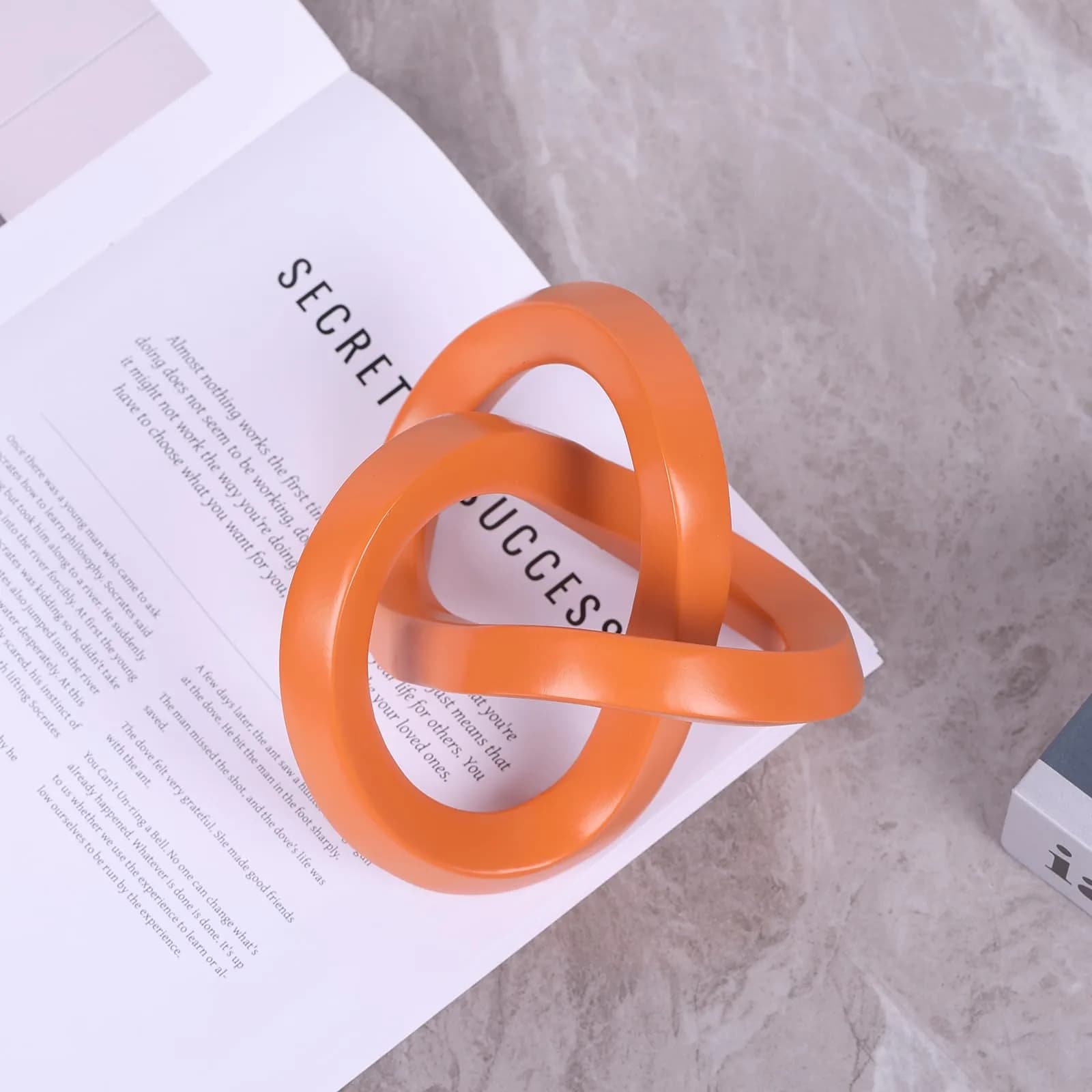 DOVDOV Orange Sculpture 3.9 inches | Modern Möbius Strip Home Decor thumbnail 5