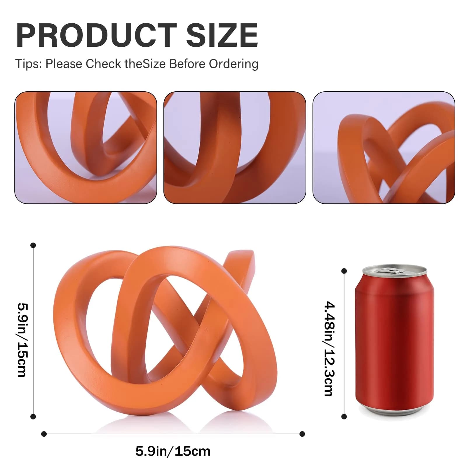 DOVDOV Orange Sculpture 3.9 inches | Modern Möbius Strip Home Decor thumbnail 6