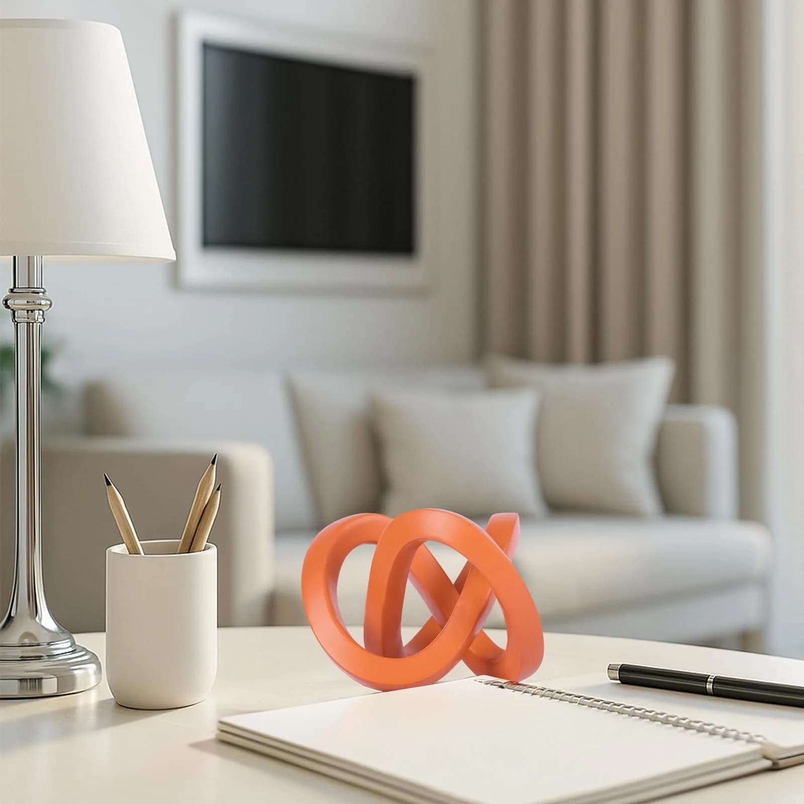 DOVDOV Orange Sculpture 3.9 inches | Modern Möbius Strip Home Decor thumbnail 2