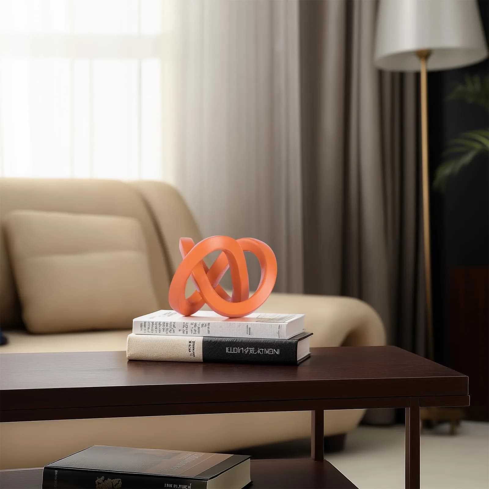 DOVDOV Orange Sculpture 3.9 inches | Modern Möbius Strip Home Decor thumbnail 4