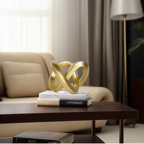 DOVDOV Gold Knot Decorative Sculpture 3.9 inches | Modern Art Mobius Ring for Shelves & Office thumbnail 4