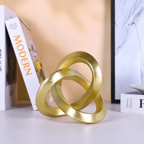 DOVDOV Gold Knot Decorative Sculpture 3.9 inches | Modern Art Mobius Ring for Shelves & Office thumbnail 8