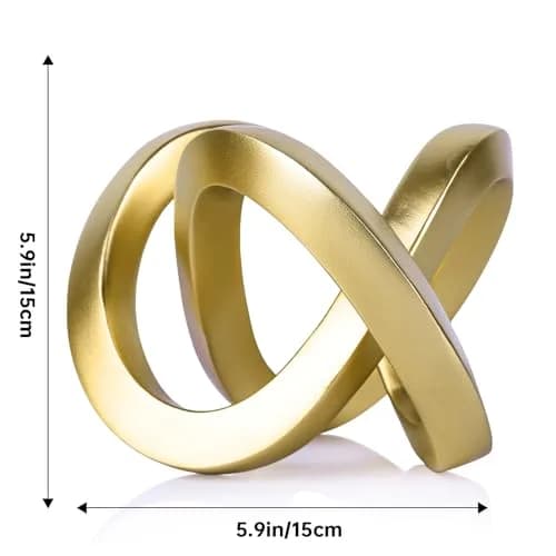 DOVDOV Gold Knot Decorative Sculpture 3.9 inches | Modern Art Mobius Ring for Shelves & Office thumbnail 2