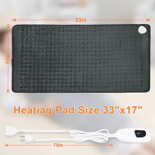 Deepsoon 33x17 Inch Electric Heating Pad for Back | 6 Heat Settings, 2-Hour Auto Shut-Off thumbnail 5