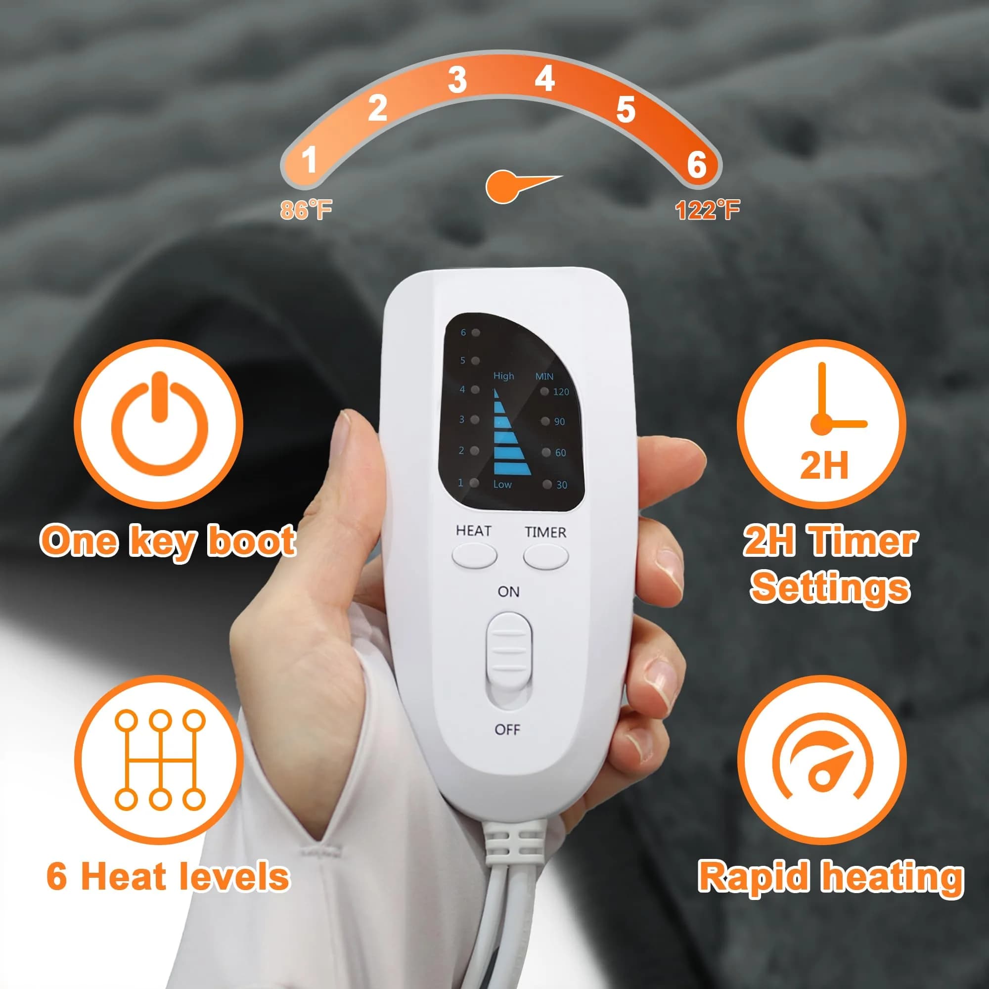 Deepsoon 33x17 Inch Electric Heating Pad for Back | 6 Heat Settings, 2-Hour Auto Shut-Off - view 7