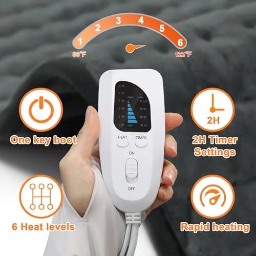 Deepsoon 33x17 Inch Electric Heating Pad for Back | 6 Heat Settings, 2-Hour Auto Shut-Off thumbnail 7