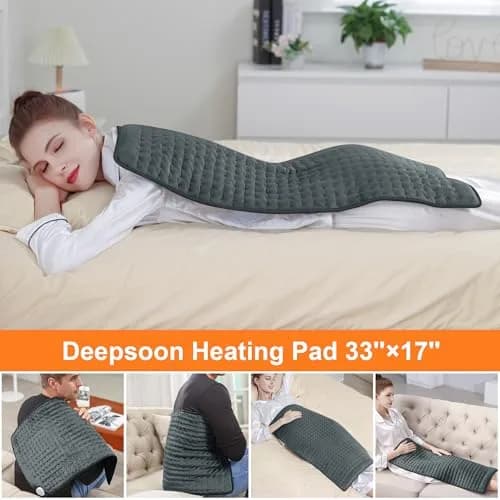 Deepsoon 33x17 Inch Electric Heating Pad for Back | 6 Heat Settings, 2-Hour Auto Shut-Off thumbnail 2