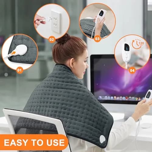 Deepsoon 33x17 Inch Electric Heating Pad for Back | 6 Heat Settings, 2-Hour Auto Shut-Off thumbnail 3