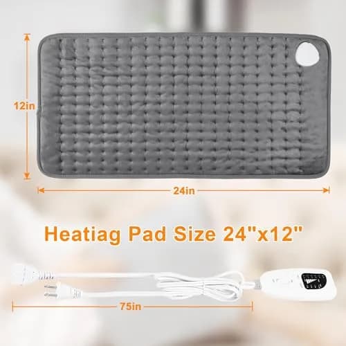 Deepsoon Electric Heating Pad for Back 30cm x 60cm (12"x24") | 6 Heat Settings, 2-Hour Auto Shut-Off thumbnail 8