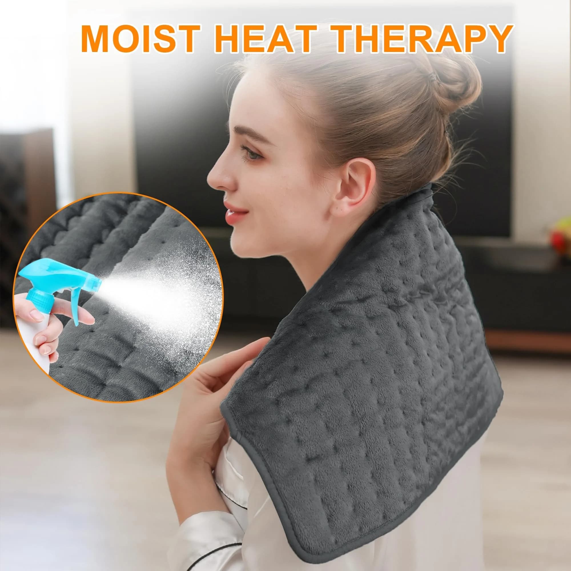 Deepsoon Gray Electric Heating Pad 24x12 Inch | Soothing Heat for Back, Neck, and Legs - view 4
