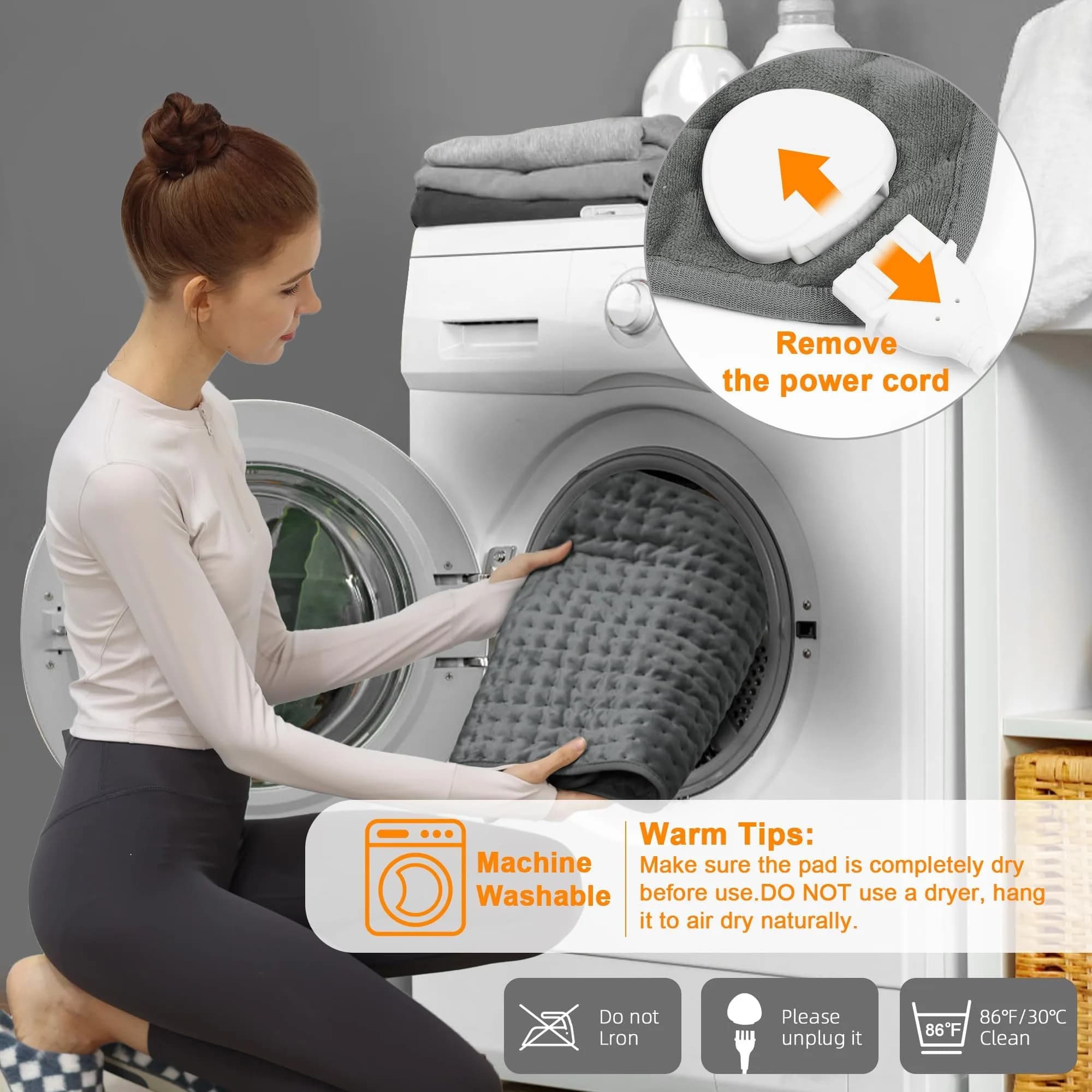 Deepsoon Gray Electric Heating Pad 24x12 Inch | Soothing Heat for Back, Neck, and Legs - view 5