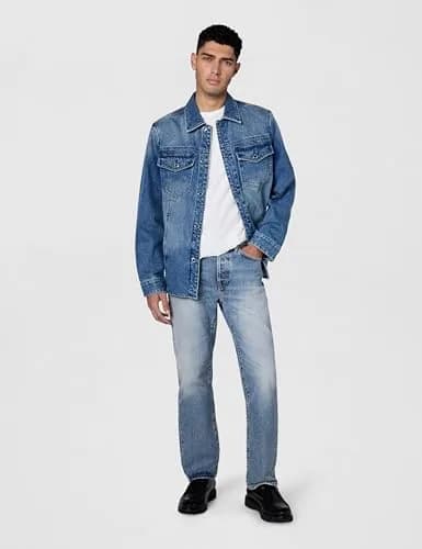 Michael Kors Men's Curved Hem Denim Shirt Jacket, Union Wash, XS | Classic Fit, 100% Cotton, Spring thumbnail 6