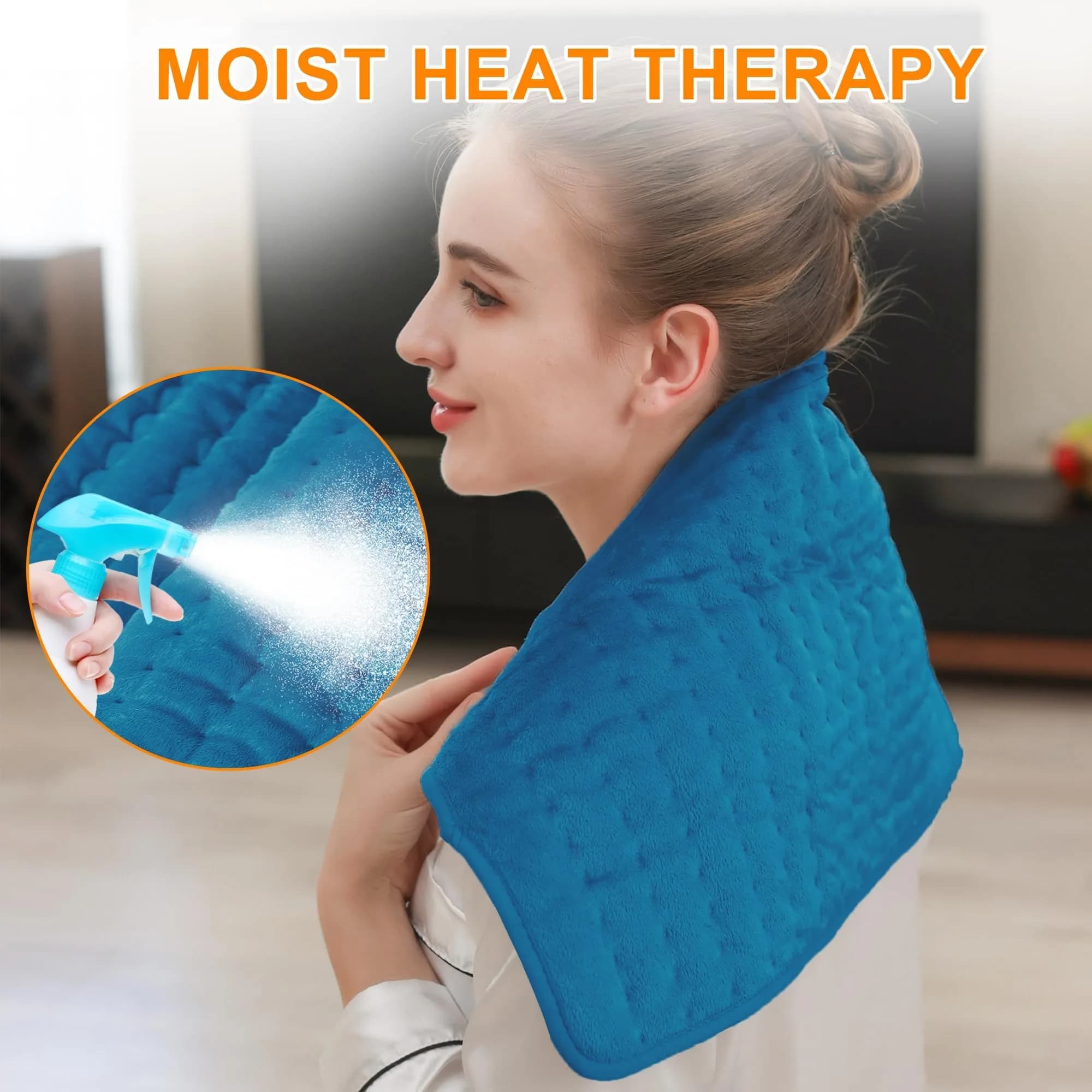 Deepsoon Blue Electric Heating Pad 24x12 Inch | Soothing Heat for Back, Neck, and Legs - view 4