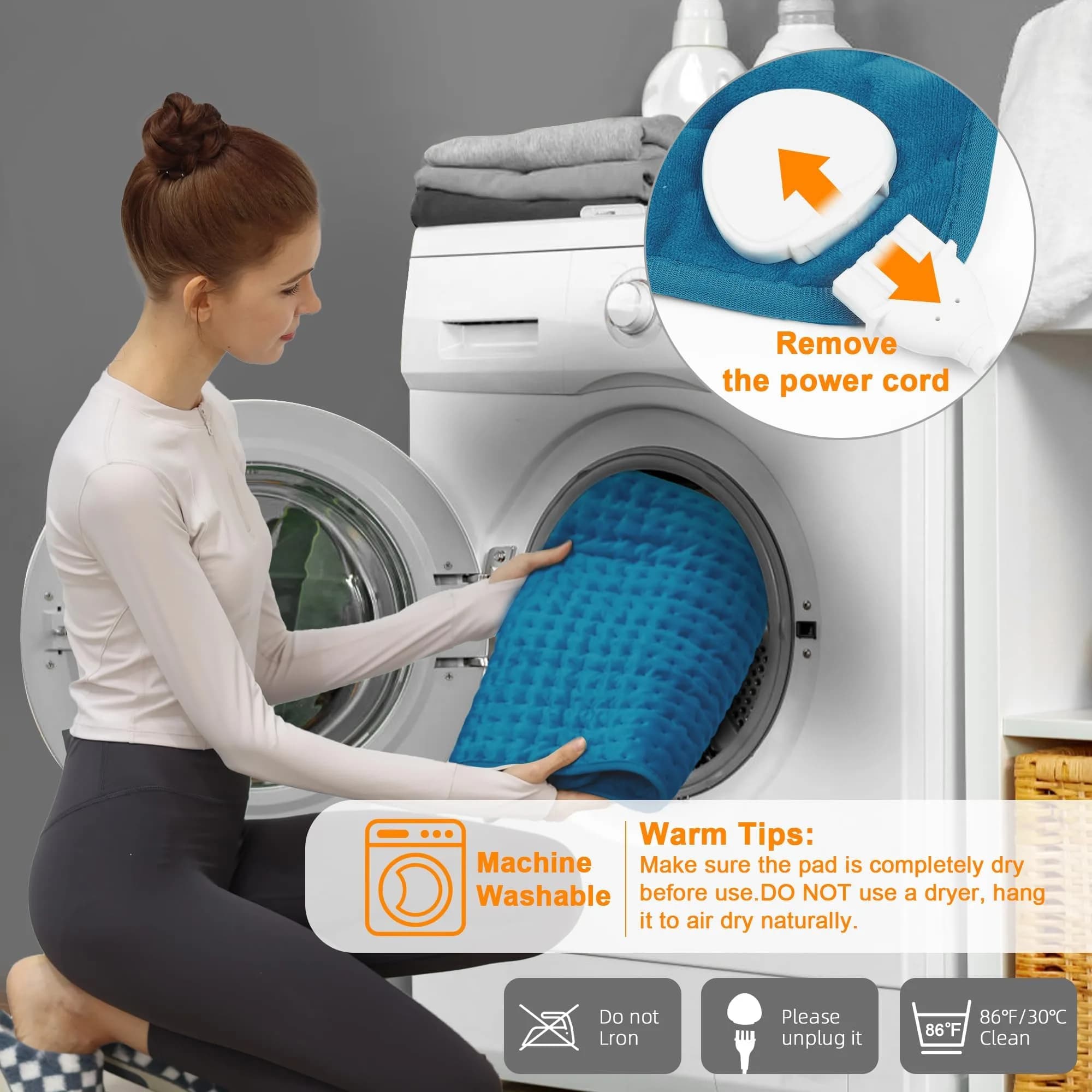 Deepsoon Blue Electric Heating Pad 24x12 Inch | Soothing Heat for Back, Neck, and Legs - view 5