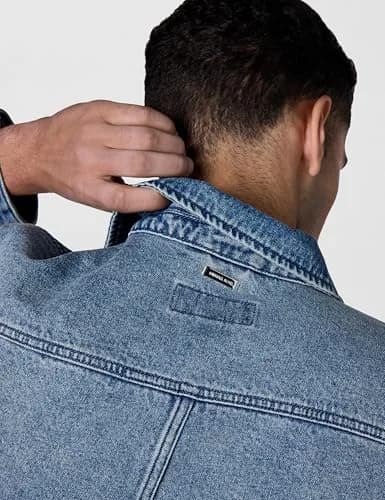 Michael Kors Men's Curved Hem Denim Shirt Jacket, Union Wash, XL | 100% Cotton, Regular Fit, Spring thumbnail 5