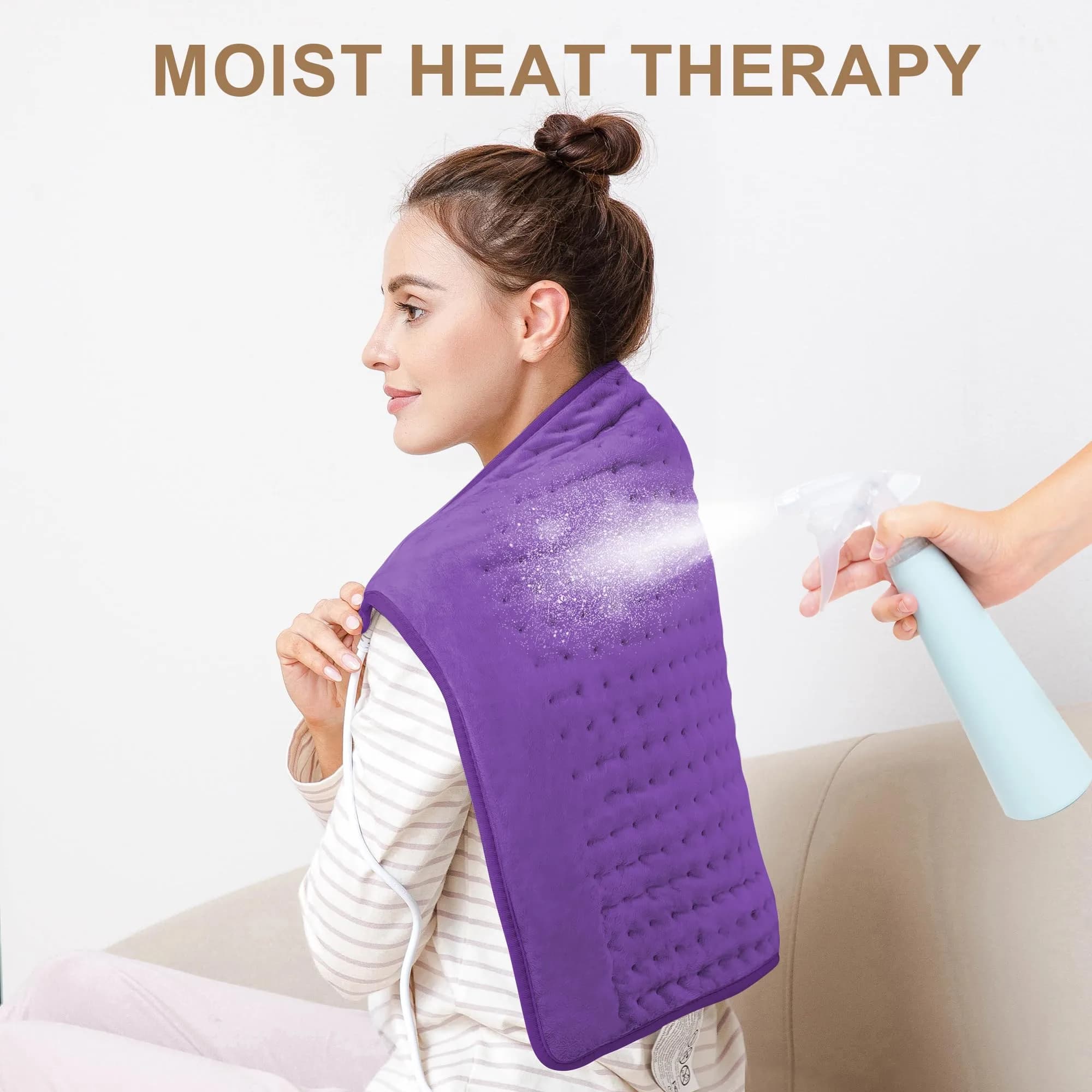 Deepsoon Electric Heating Pad for Back, Abdomen, Legs, Neck & Shoulder - 24x20 Inch, Dark Purple | Moist Heat & Auto Shut Off - view 7
